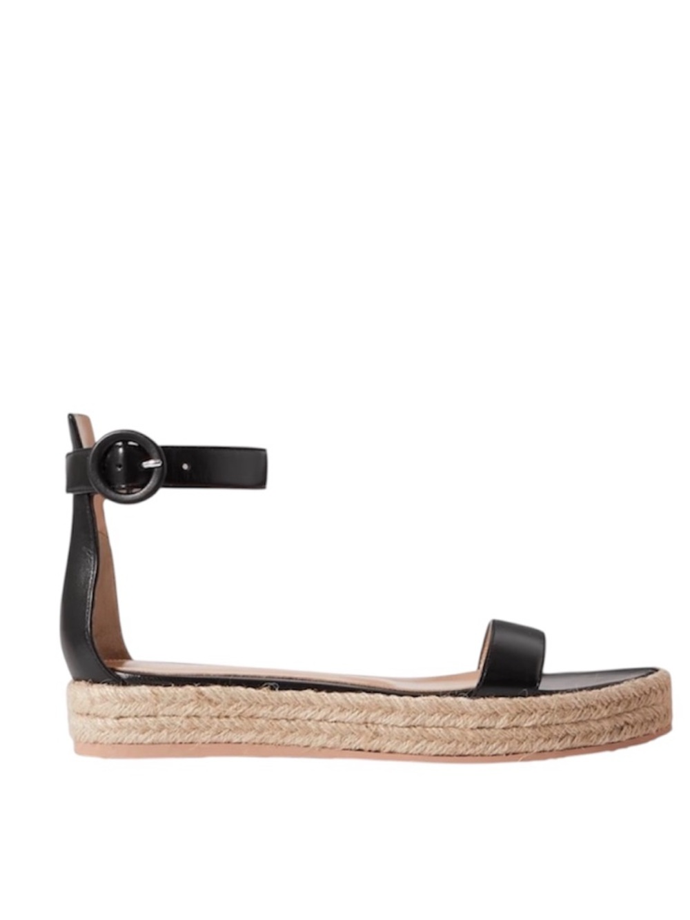 $725~GIANVITO ROSSI~Black Portofino 25 Jute Platform Espadrille Sandals~6/6.5/36